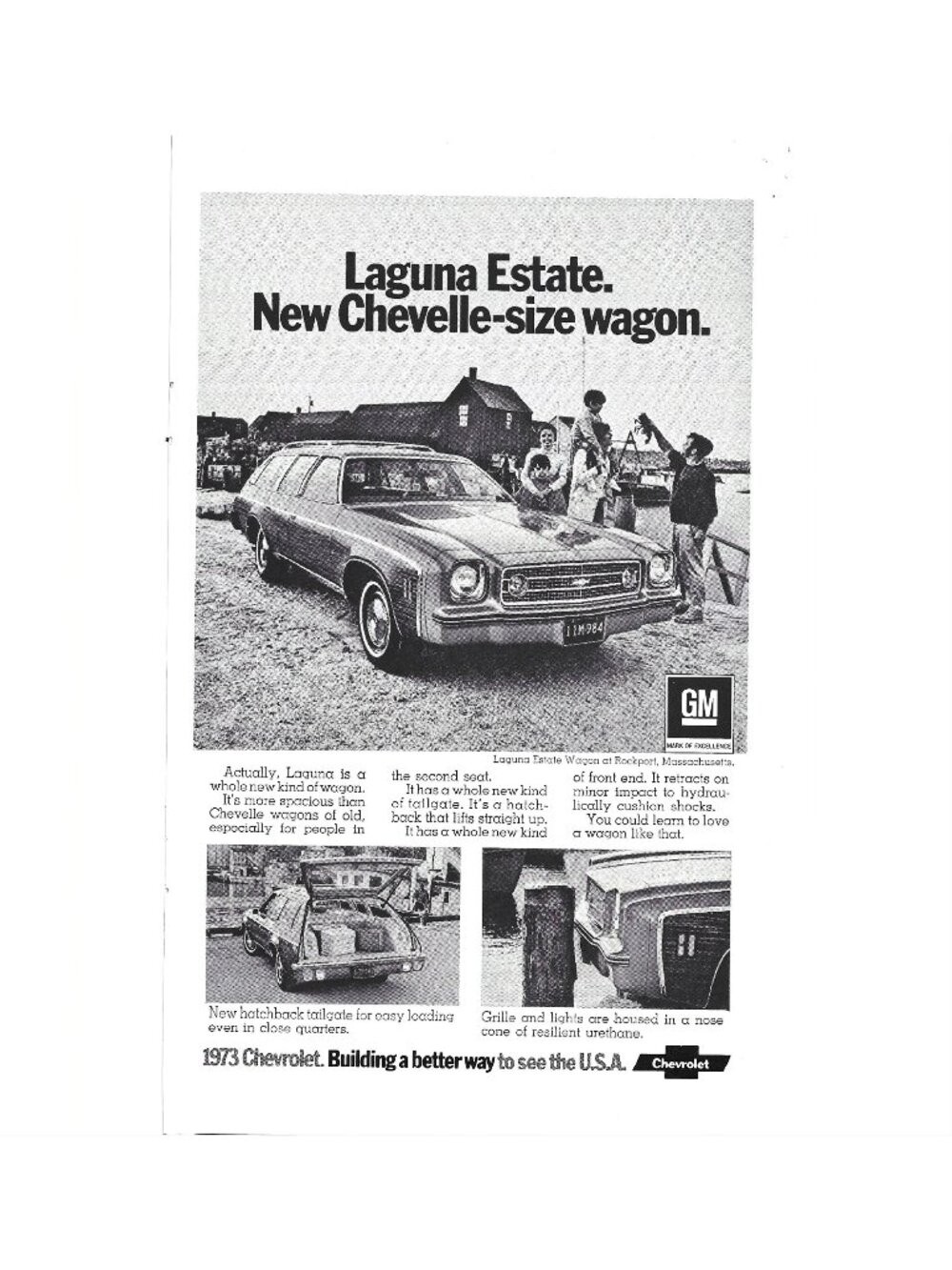 Print Ad 1973 Chevrolet Laguna Estate Wagon New Chevelle Vintage Beach Tailgate